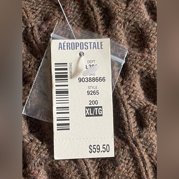 -Aeropostale Women’s Angora Blend Cable Knit Button-Up Cardigan Brown Size XL - Picture 7 of 7